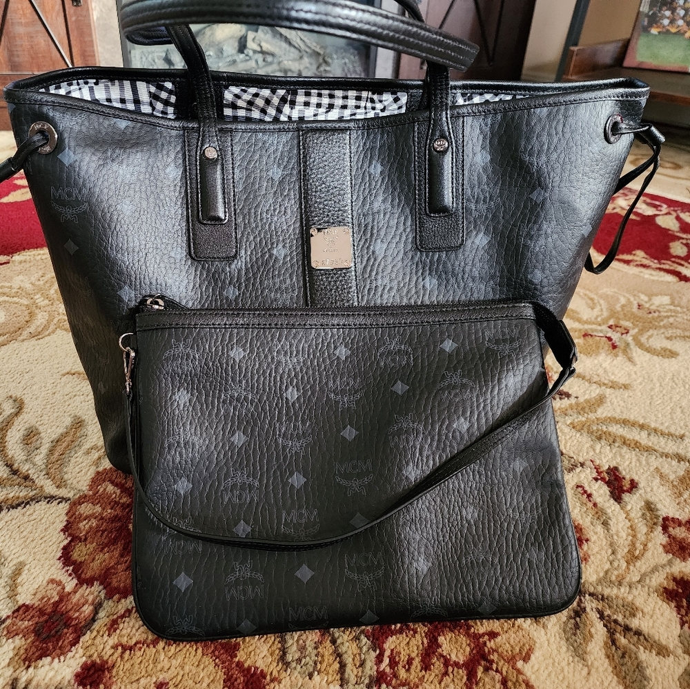 MCM Black Tote and Pouch Set